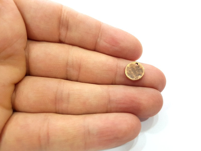 10 Copper Hammered Charm Tag Charm Antique Copper Plated Brass (10mm) G13193