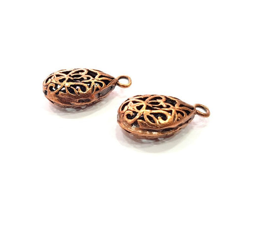 2 Copper Drop Charm Antique Copper Plated Brass (20x11mm) G13199