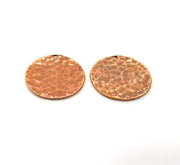 2 Copper Hammered Charm Tag Charm Antique Copper Plated Brass (24mm) G13203