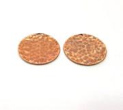 2 Copper Hammered Charm Tag Charm Antique Copper Plated Brass (24mm) G13203
