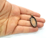 Antique Copper Pendant Blank Mosaic Base Blank inlay Necklace Blank Resin Blank Mountings Copper Plated Brass ( 30x16 mm blank) G13214