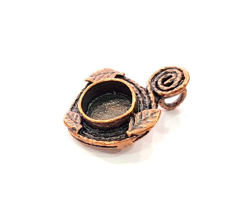 Antique Copper Pendant Blank Mosaic Base Blank inlay Necklace Blank Resin Blank Mountings Copper Plated Brass ( 10 mm blank) G13221