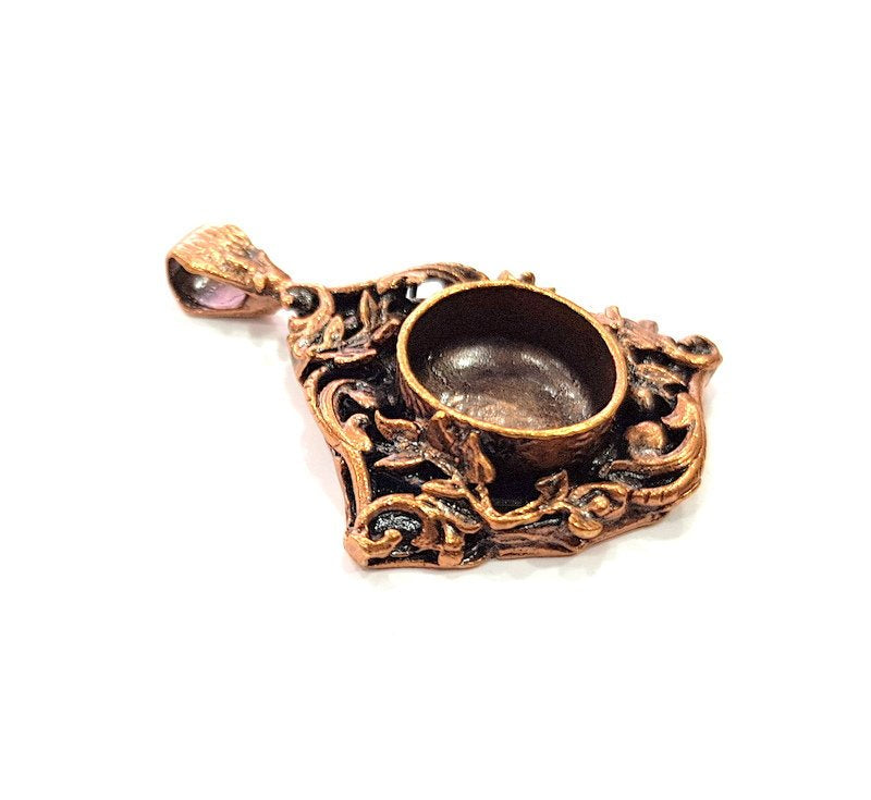 Antique Copper Pendant Blank Mosaic Base Blank inlay Necklace Blank Resin Blank Mountings Copper Plated Brass ( 16 mm blank) G13231
