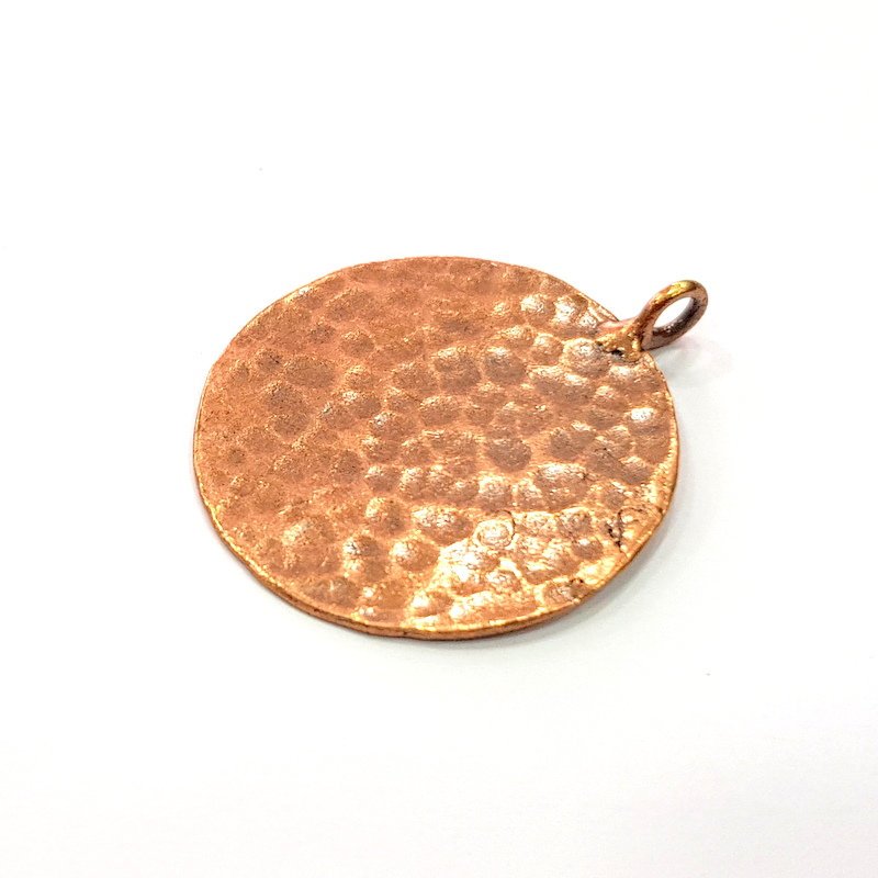 Copper Hammered Charm Tag Charm Antique Copper Plated Brass (30mm) G13233