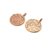 2 Copper Hammered Charm Tag Charm Antique Copper Plated Brass (20mm) G13238