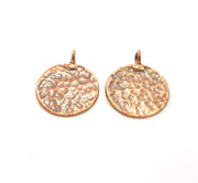 2 Copper Hammered Charm Tag Charm Antique Copper Plated Brass (20mm) G13238