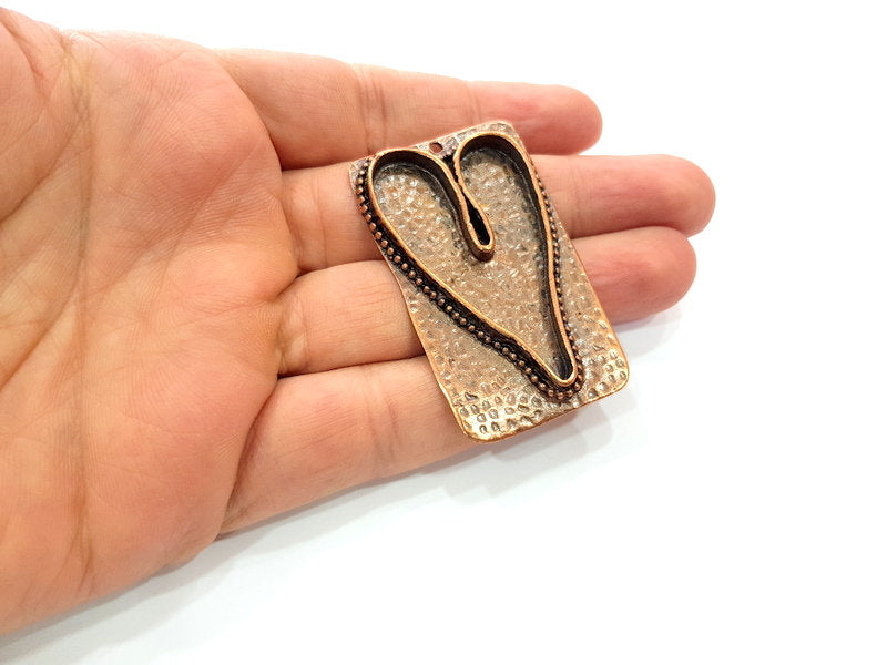 Antique Copper Pendant Blank Mosaic Base Blank inlay Blank Necklace Blank Resin Blank Mountings Antique Copper Plated Brass (55x34mm) G8701