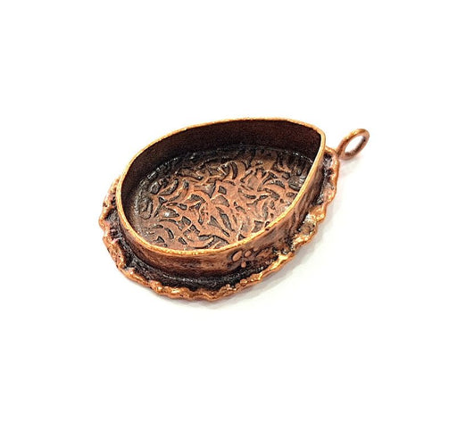 Antique Copper Pendant Blank Mosaic Base Blank inlay Necklace Blank Resin Blank Mountings Copper Plated Brass ( 25x18 mm blank) G13248