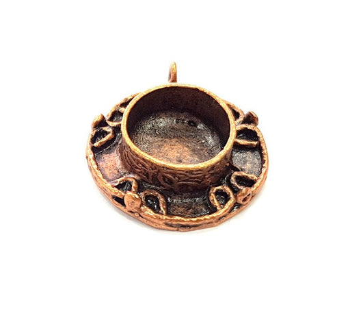 Antique Copper Pendant Blank Mosaic Base Blank inlay Necklace Blank Resin Blank Mountings Copper Plated Brass ( 15 mm blank) G13256