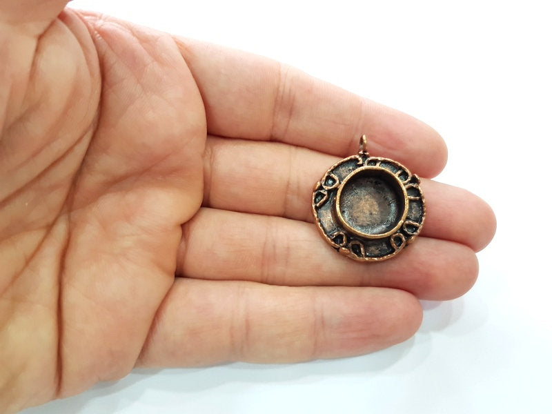 Antique Copper Pendant Blank Mosaic Base Blank inlay Necklace Blank Resin Blank Mountings Copper Plated Brass ( 15 mm blank) G13256