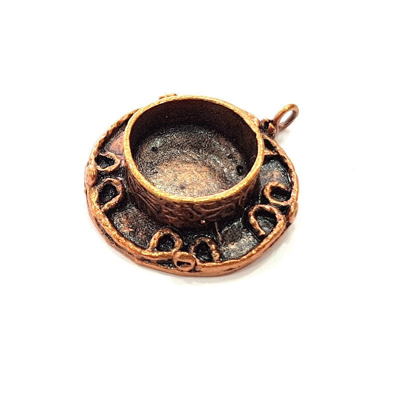 Antique Copper Pendant Blank Mosaic Base Blank inlay Necklace Blank Resin Blank Mountings Copper Plated Brass ( 15 mm blank) G13256