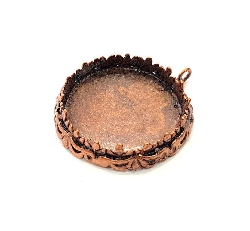 Antique Copper Pendant Blank Mosaic Base Blank inlay Necklace Blank Resin Blank Mountings Copper Plated Brass ( 30 mm blank) G13261