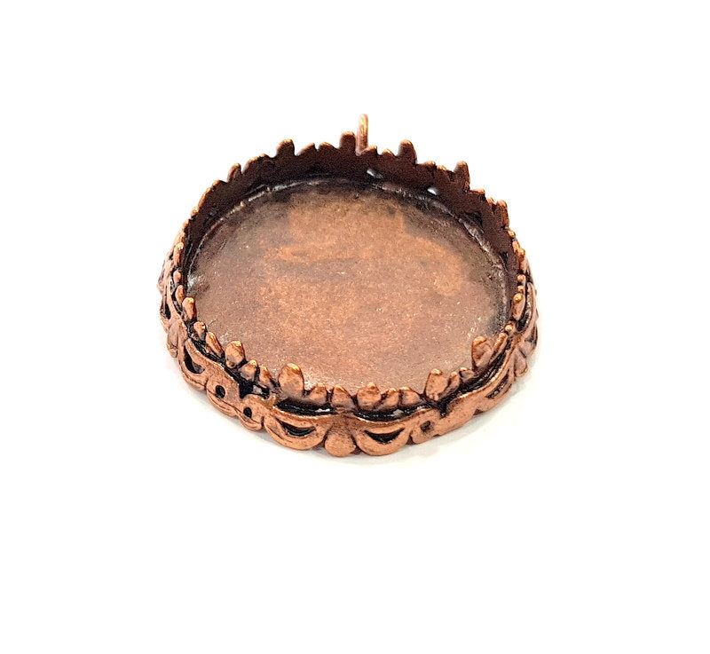 Antique Copper Pendant Blank Mosaic Base Blank inlay Necklace Blank Resin Blank Mountings Copper Plated Brass ( 30 mm blank) G13261