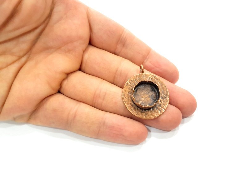 Antique Copper Pendant Blank Mosaic Base Blank inlay Necklace Blank Resin Blank Mountings Copper Plated Brass ( 15 mm blank) G13274