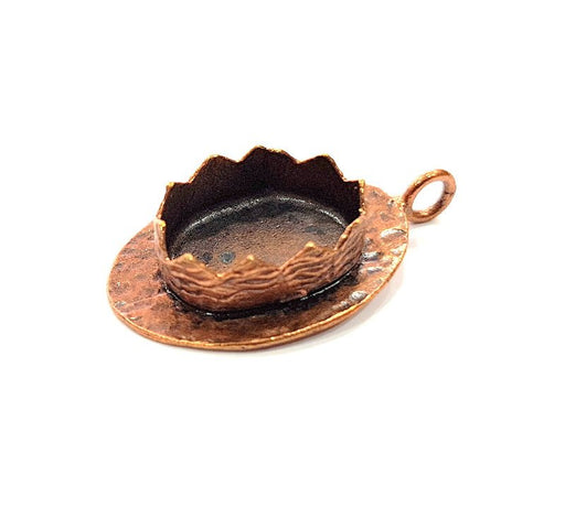 Antique Copper Pendant Blank Mosaic Base Blank inlay Necklace Blank Resin Blank Mountings Copper Plated Brass ( 15x10 mm blank) G13280