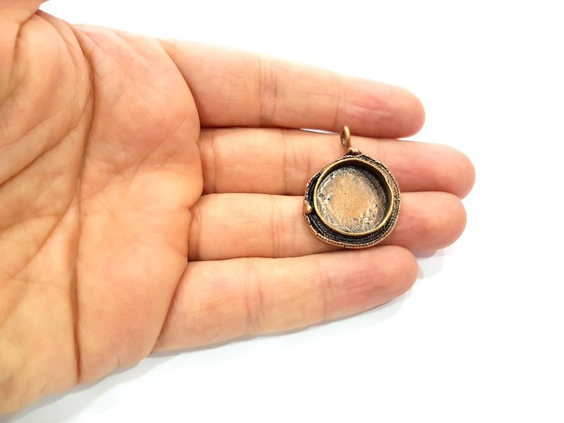 Antique Copper Pendant Blank Mosaic Base Blank inlay Necklace Blank Resin Blank Mountings Copper Plated Brass ( 20 mm blank) G13281