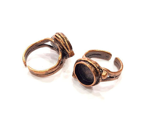 Copper Ring Settings inlay Ring Blank Mosaic Ring Bezel Base Cabochon Mountings (10 mm blank) Antique Copper Plated Brass G13294