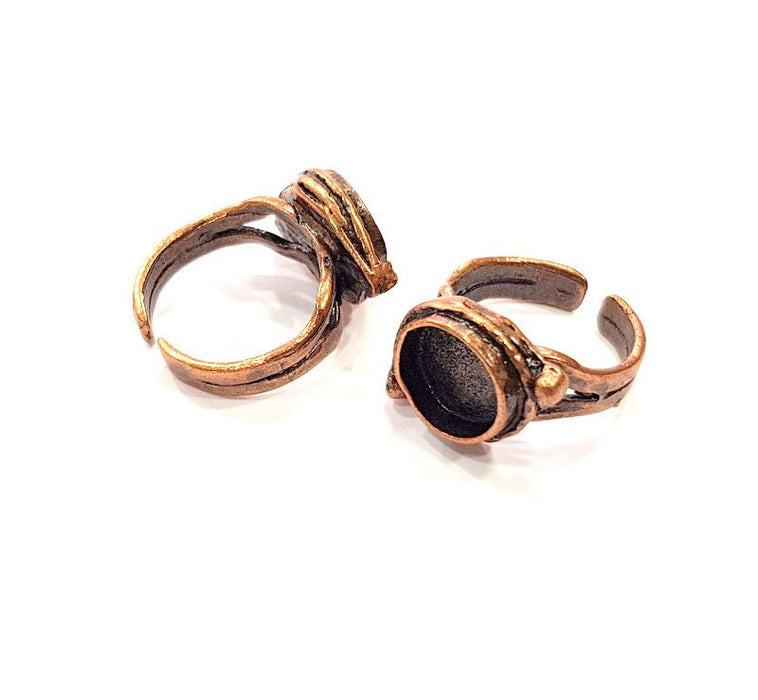 Copper Ring Settings inlay Ring Blank Mosaic Ring Bezel Base Cabochon Mountings (10 mm blank) Antique Copper Plated Brass G13294