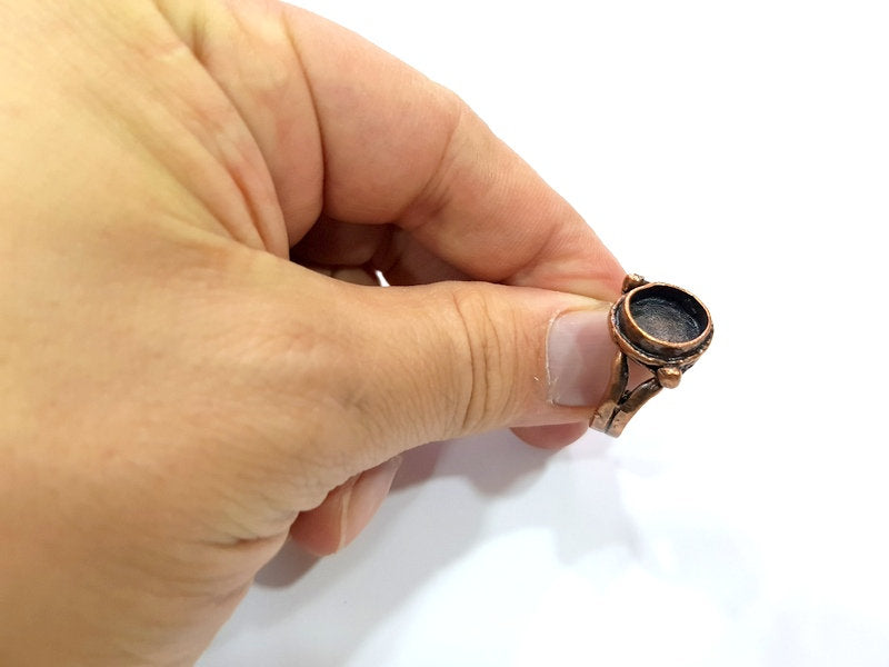 Copper Ring Settings inlay Ring Blank Mosaic Ring Bezel Base Cabochon Mountings (10 mm blank) Antique Copper Plated Brass G13294
