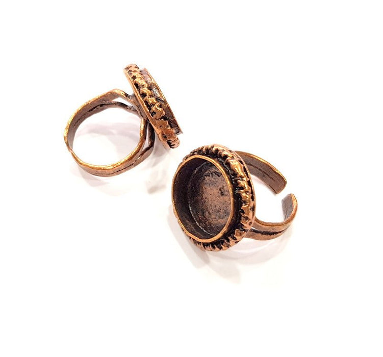 Copper Ring Settings inlay Ring Blank Mosaic Ring Bezel Base Cabochon Mountings (16 mm blank) Antique Copper Plated Brass G13296