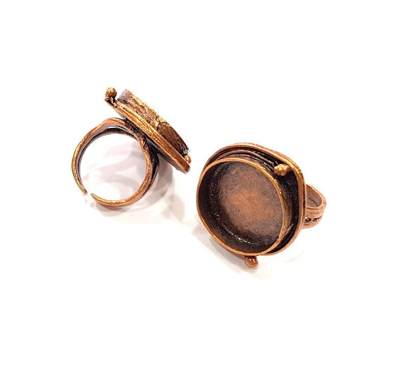 Copper Ring Settings inlay Ring Blank Mosaic Ring Bezel Base Cabochon Mountings (20 mm blank) Antique Copper Plated Brass G13297