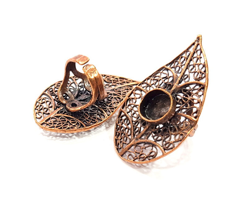 Copper Ring Settings inlay Ring Blank Mosaic Ring Bezel Base Cabochon Mountings (10 mm blank) Antique Copper Plated Brass G13298