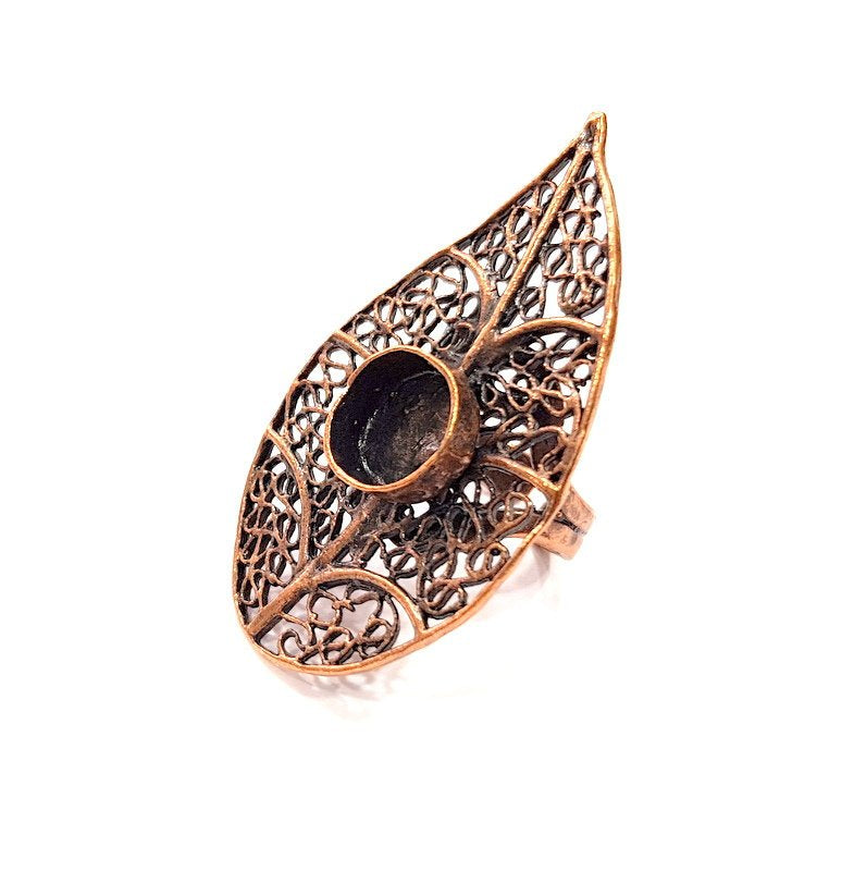 Copper Ring Settings inlay Ring Blank Mosaic Ring Bezel Base Cabochon Mountings (10 mm blank) Antique Copper Plated Brass G13298