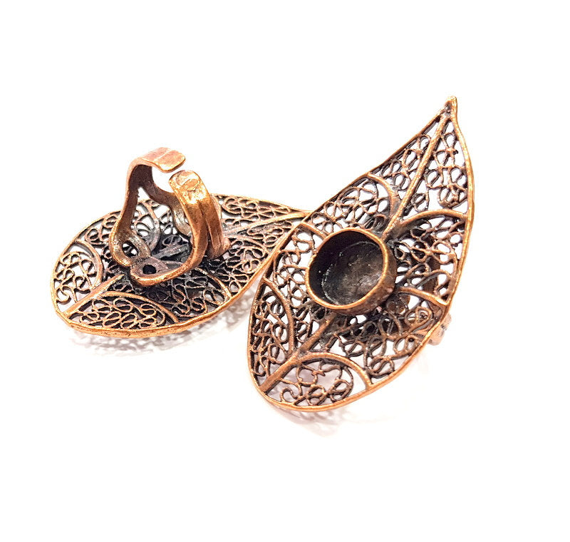 Copper Ring Settings inlay Ring Blank Mosaic Ring Bezel Base Cabochon Mountings (10 mm blank) Antique Copper Plated Brass G13298