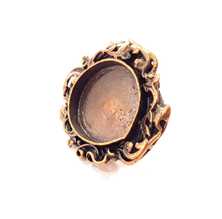 Copper Ring Settings inlay Ring Blank Mosaic Ring Bezel Base Cabochon Mountings ( 25 mm blank) Antique Copper Plated Brass G13300