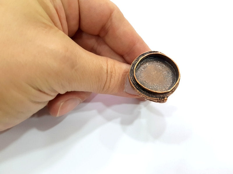 Copper Ring Settings inlay Ring Blank Mosaic Ring Bezel Base Cabochon Mountings ( 25 mm blank) Antique Copper Plated Brass G13301