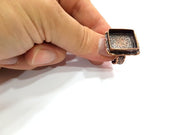 Copper Ring Settings inlay Ring Blank Mosaic Ring Bezel Base Cabochon Mountings ( 19x19 mm blank) Antique Copper Plated Brass G13302