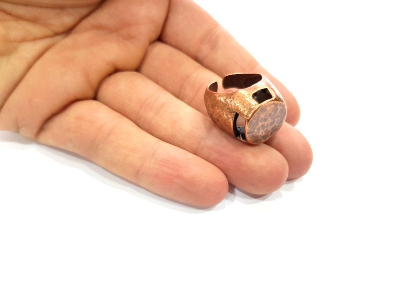 Copper Ring Blank Settings Ring Bezel Base Cabochon Mountings ( 15 mm blank) Antique Copper Plated Brass G13304