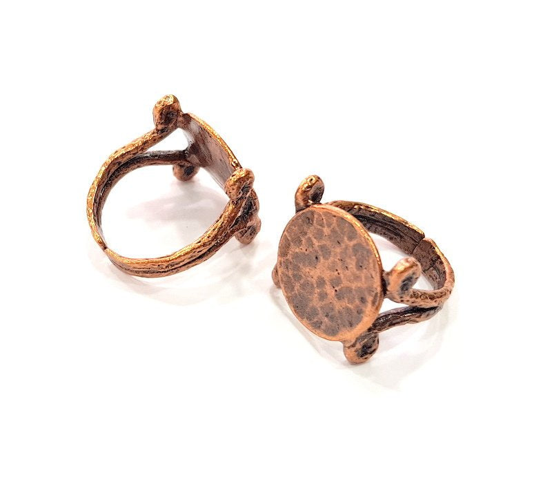 Copper Ring Blank Settings Ring Bezel Base Cabochon Mountings ( 15 mm blank) Antique Copper Plated Brass G13305