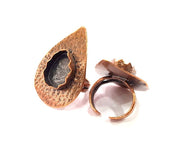 Copper Ring Settings inlay Ring Blank Mosaic Ring Bezel Base Cabochon Mountings ( 18x13 mm blank) Antique Copper Plated Brass G13306