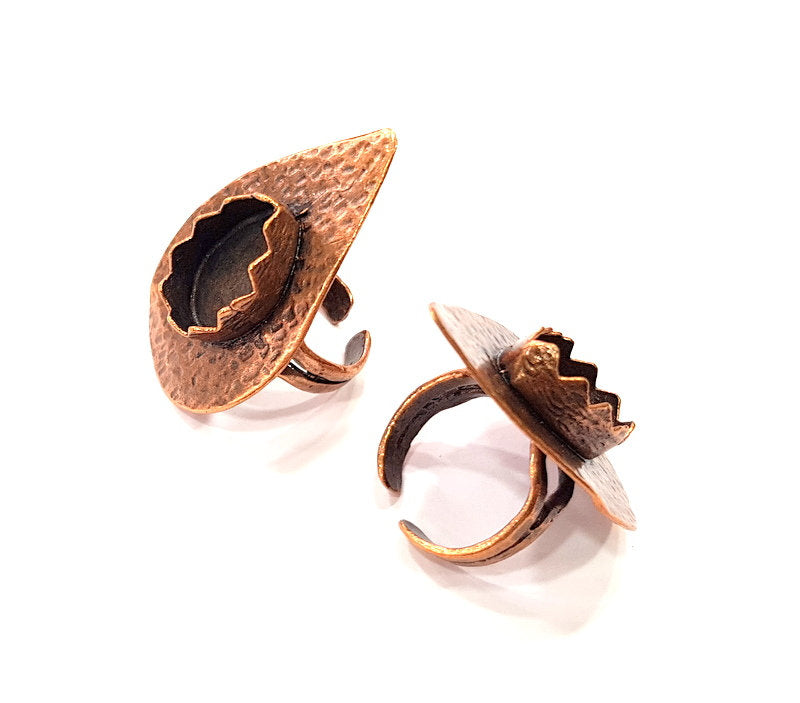 Copper Ring Settings inlay Ring Blank Mosaic Ring Bezel Base Cabochon Mountings ( 18x13 mm blank) Antique Copper Plated Brass G13306
