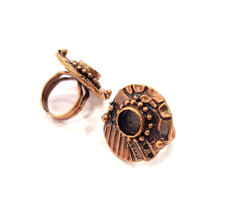 Copper Ring Settings inlay Ring Blank Mosaic Ring Bezel Base Cabochon Mountings ( 10 mm blank) Antique Copper Plated Brass G13308