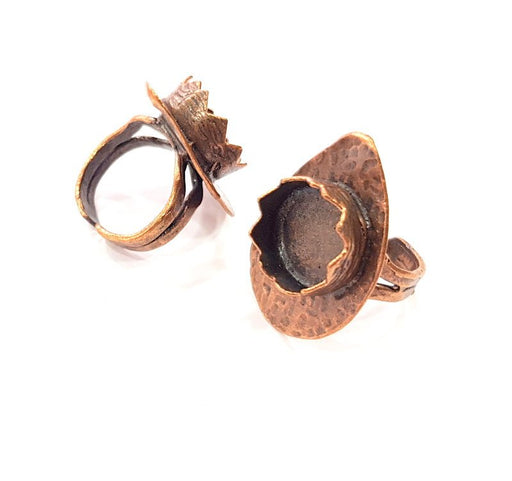 Copper Ring Settings inlay Ring Blank Mosaic Ring Bezel Base Cabochon Mountings ( 14 mm blank) Antique Copper Plated Brass G13309