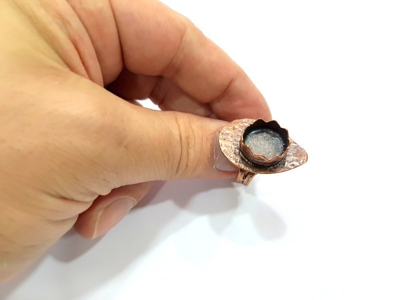 Copper Ring Settings inlay Ring Blank Mosaic Ring Bezel Base Cabochon Mountings ( 14 mm blank) Antique Copper Plated Brass G13309