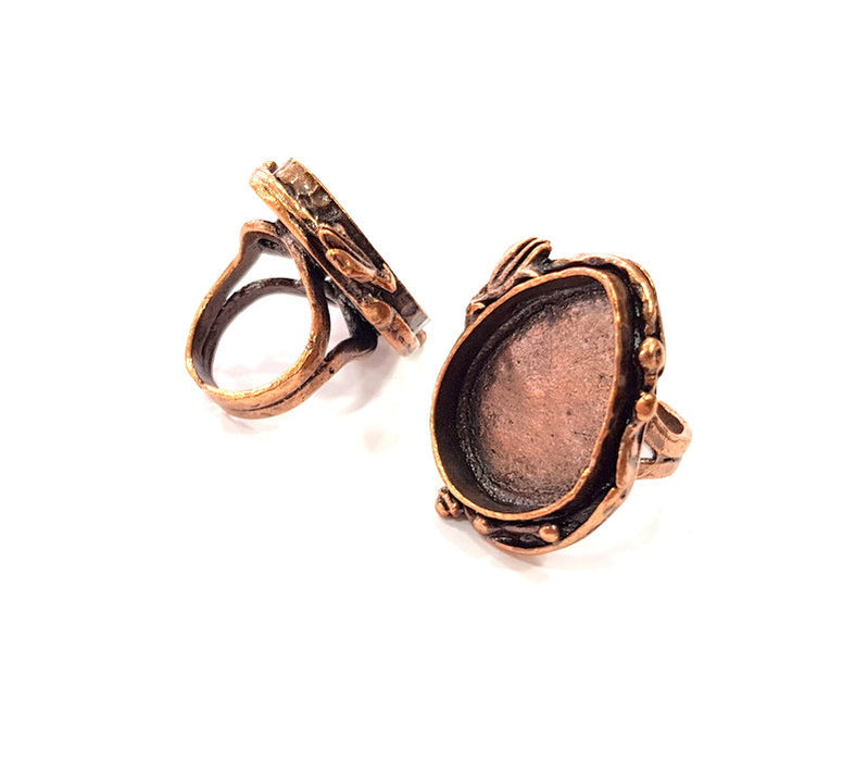 Copper Ring Settings inlay Ring Blank Mosaic Ring Bezel Base Cabochon Mountings ( 25x18 mm blank) Antique Copper Plated Brass G13311