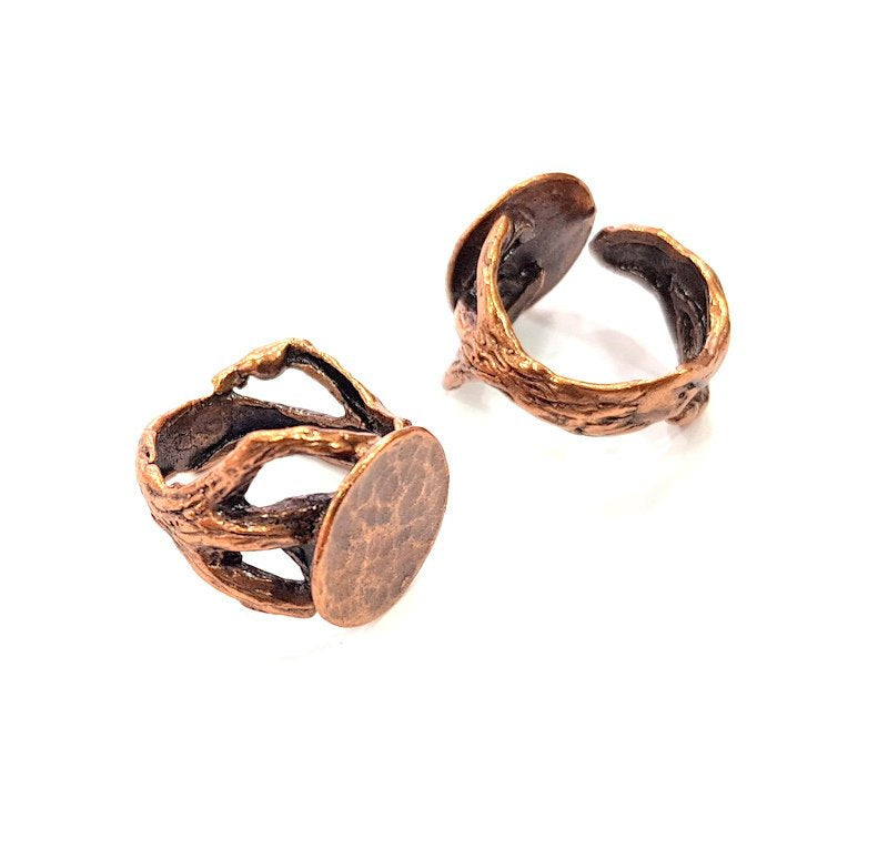 Copper Ring Blank Settings Ring Bezel Base Cabochon Mountings ( 15 mm blank) Antique Copper Plated Brass G13312