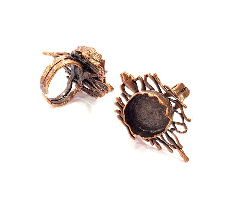 Copper Ring Settings inlay Ring Blank Mosaic Ring Bezel Base Cabochon Mountings ( 15 mm blank) Antique Copper Plated Brass G13314