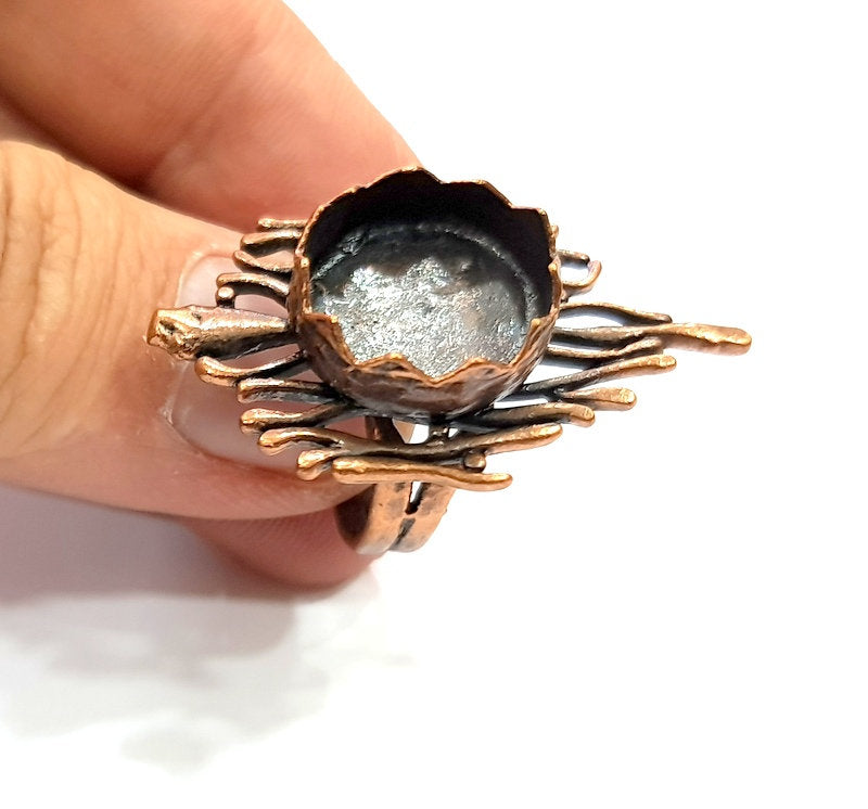 Copper Ring Settings inlay Ring Blank Mosaic Ring Bezel Base Cabochon Mountings ( 15 mm blank) Antique Copper Plated Brass G13314