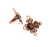 Copper Ring Settings inlay Ring Blank Mosaic Ring Bezel Base Cabochon Mountings ( 12 mm blank) Antique Copper Plated Brass G13317