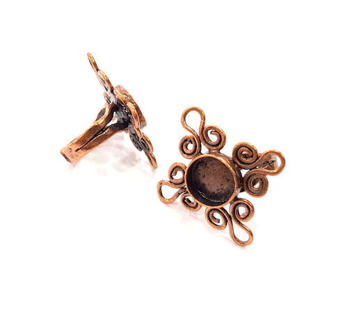 Copper Ring Settings inlay Ring Blank Mosaic Ring Bezel Base Cabochon Mountings ( 12 mm blank) Antique Copper Plated Brass G13317