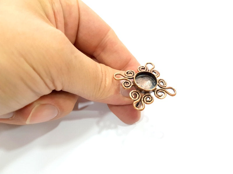 Copper Ring Settings inlay Ring Blank Mosaic Ring Bezel Base Cabochon Mountings ( 12 mm blank) Antique Copper Plated Brass G13317