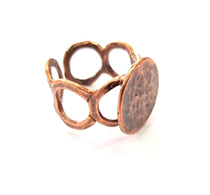 Copper Ring Settings inlay Ring Blank Mosaic Ring Bezel Base Cabochon Mountings ( 15 mm blank) Antique Copper Plated Brass G13318