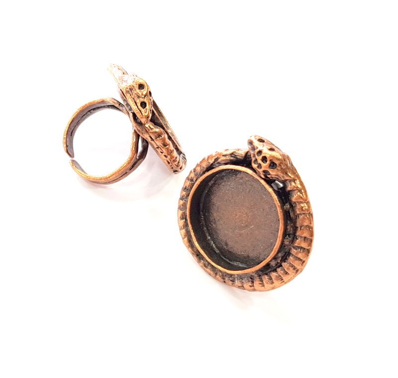 Copper Ring Settings inlay Ring Blank Mosaic Ring Bezel Base Cabochon Mountings ( 20 mm blank) Antique Copper Plated Brass G13320