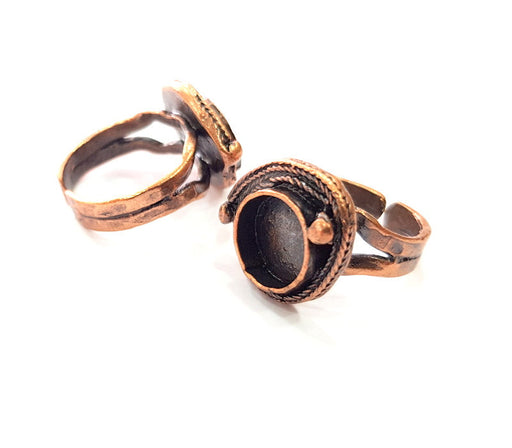 Copper Ring Settings inlay Ring Blank Mosaic Ring Bezel Base Cabochon Mountings ( 10 mm blank) Antique Copper Plated Brass G13322