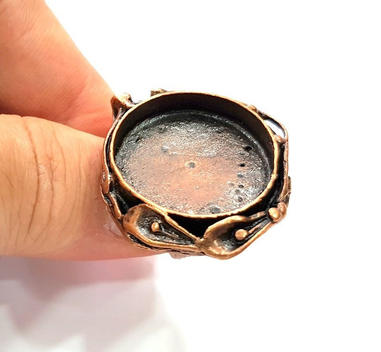 Copper Ring Settings inlay Ring Blank Mosaic Ring Bezel Base Cabochon Mountings ( 25 mm blank) Antique Copper Plated Brass G13324
