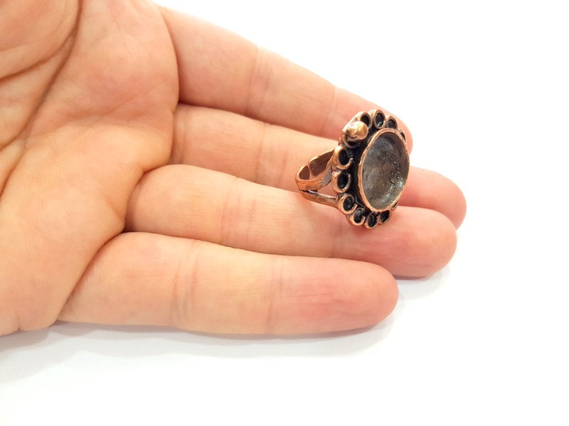 Copper Ring Settings inlay Ring Blank Mosaic Ring Bezel Base Cabochon Mountings ( 16 mm blank) Antique Copper Plated Brass G13327